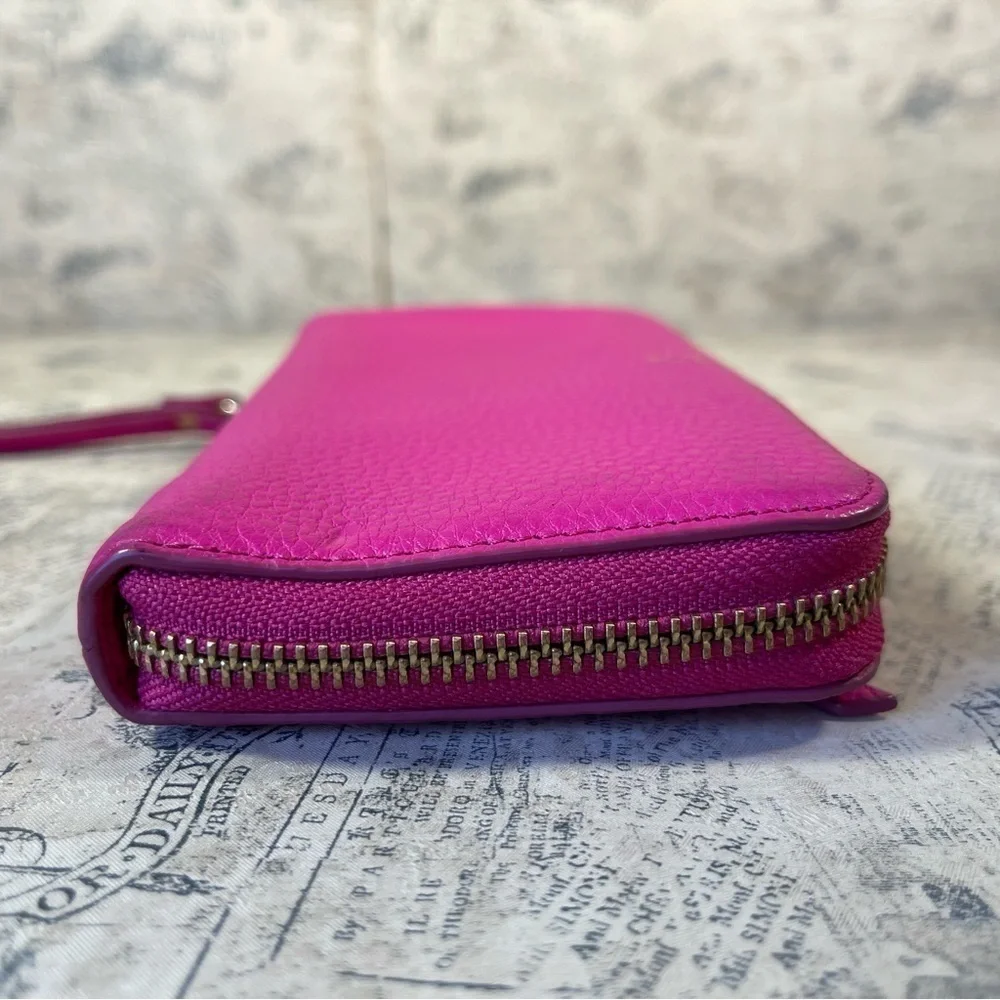 Fossil Sydney Zip Around Phone Wallet Leather Wristlet Organizer Brown